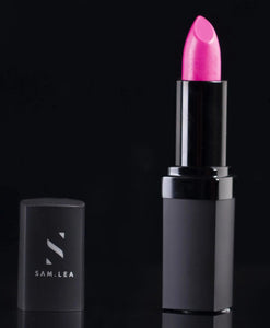 Neon, magenta-pink lipstick