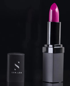 Deep, fuschia-pink lipstick